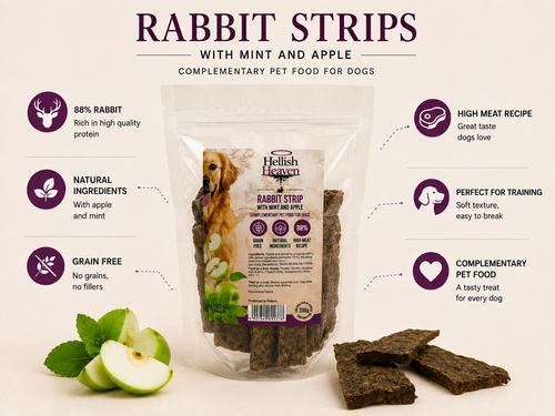 Rabbit Strip with Mint & Apple – Natural Dog Treats 100g