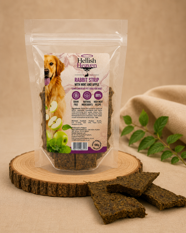 Rabbit Strip with Mint & Apple – Natural Dog Treats 100g